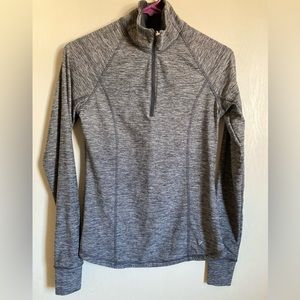 🌞Old Navy Active Semi Fitted Dark Heather Gray 1/4 Zip Mock Neck Shirt #P